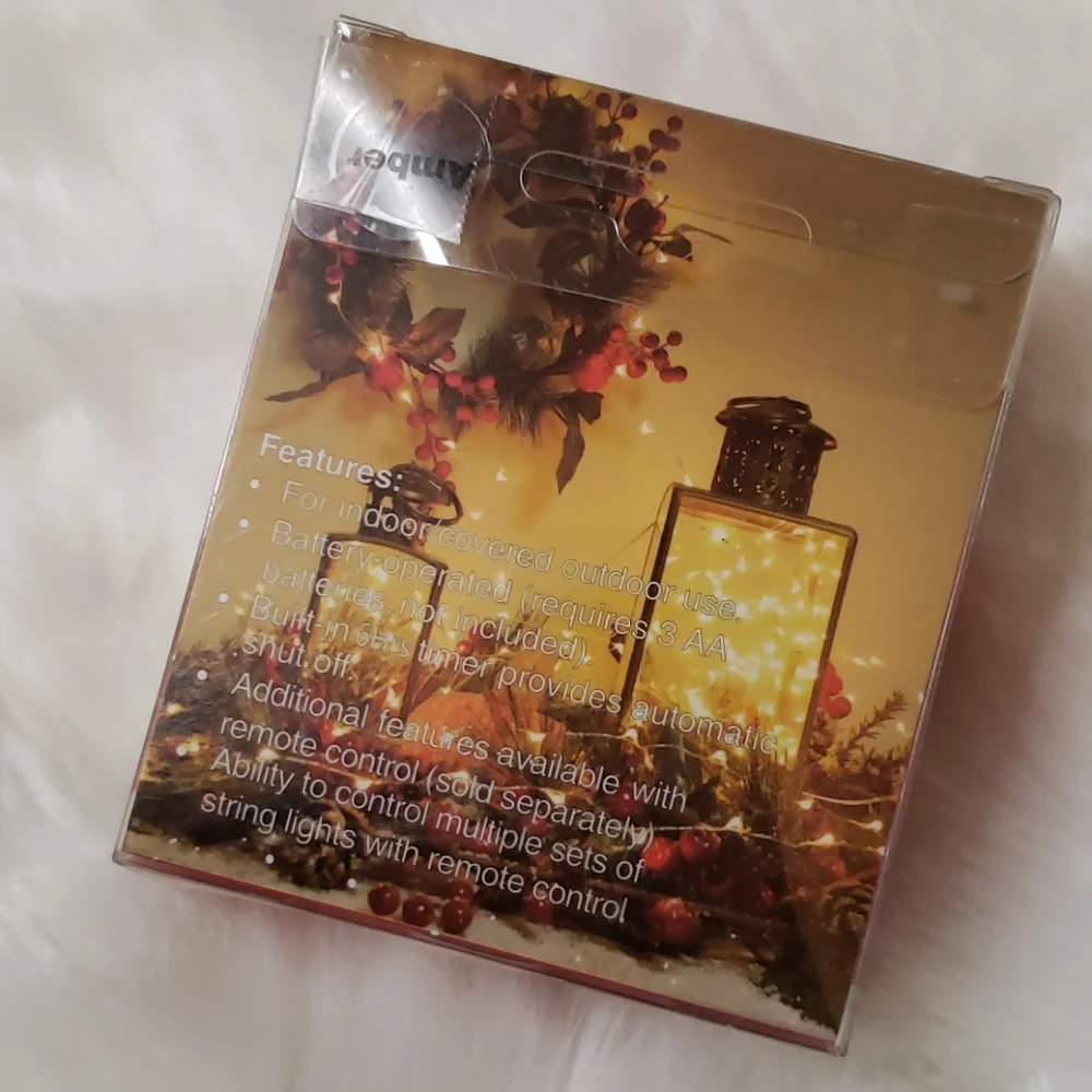 Manor Lane Battery Powered Amber Shimmer Lights 3 Feet Long NWT